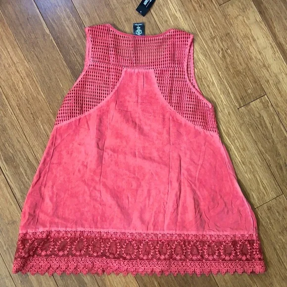 NEW AGNES & DORA Burnt Orange Eyelet Tank Sz S - Picture 2 of 2